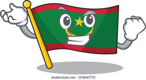 Happy confident Successful flag mauritania cartoon character style