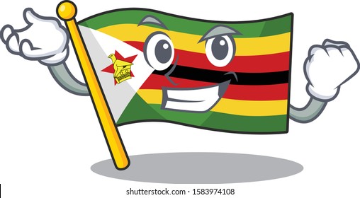 Happy confident Successful flag zimbabwe cartoon character style