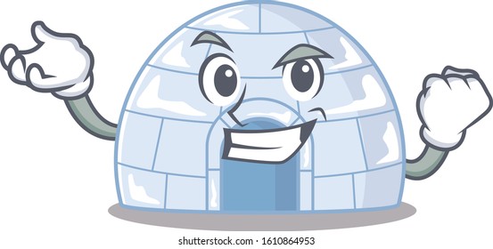 Happy confident Successful igloo cartoon character style