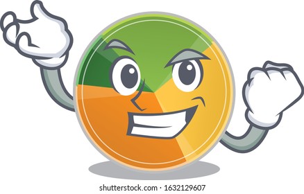Happy confident Successful pie chart cartoon character style