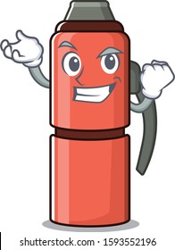 Happy confident Successful thermos bottle Scroll cartoon character style