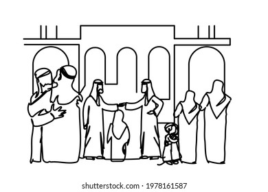Happy Congratulations Eid line art