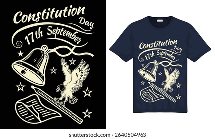 Happy Constitution day 17th September Fourth of July Typography Graphic T-shirt Design with Vector illustration. print for shirt, poster, gift, banner, card, sticker and pod.