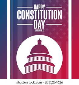 Happy Constitution Day and Citizenship Day. September 17. Holiday concept. Template for background, banner, card, poster with text inscription. Vector EPS10 illustration
