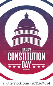 Happy Constitution Day and Citizenship Day. September 17. Holiday concept. Template for background, banner, card, poster with text inscription. Vector EPS10 illustration