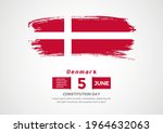 Happy constitution Day of Denmark. Abstract country flag on hand drawn brush stroke vector patriotic background.