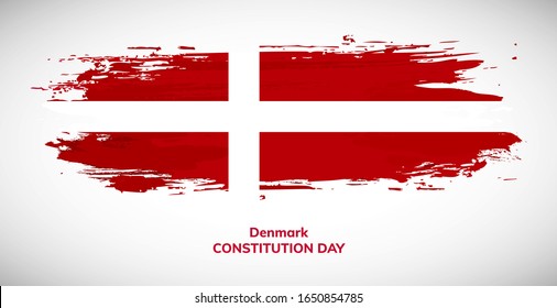 Happy constitution day of Denmark. Brush flag of Denmark vector illustration. Abstract watercolor concept of national brush flag background. Brush stroke background.