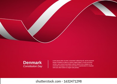Happy Constitution day of Denmark. Greeting patriotic nation vector illustration of Denmark. Creative Denmark waving flag banner background.