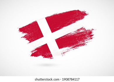 Happy constitution day of Denmark with vintage style brush flag background