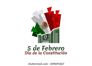 Happy Constitution Day of Mexico.
Translation: February 5.Constitution Day. National holiday of Mexico Vector illustration. Suitable for greeting card, poster and banner.