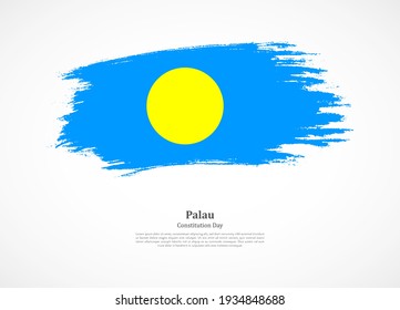 Happy constitution day of Palau with national flag on grunge texture