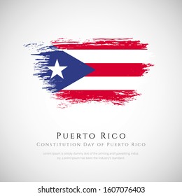 Happy Constitution day of Puerto Rico. brush flag of Puerto Rico vector illustration. abstract concept of national brush flag background. brush stroke background.