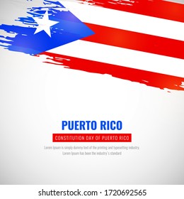 Happy constitution day of Puerto Rico with brush style watercolor country flag background
