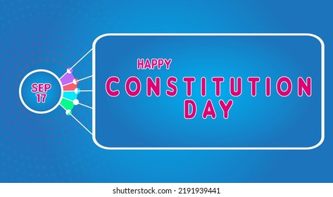 Happy Constitution Day, September 17. Calendar of September Text Effect, Vector design