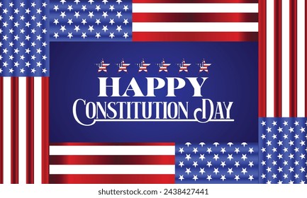 Happy Constitution Day text with usa flag design