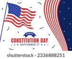 Happy Constitution Day United States Vector Illustration on 17th September with American Waving Flag Background and Capitol Building Templates