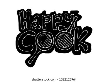 happy cook with pan in silhouette - vector
