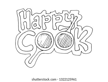happy cook with pan - vector