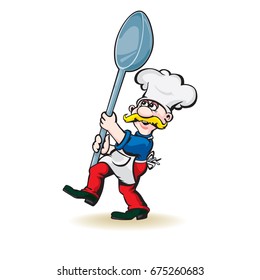 Happy cook with a spoon