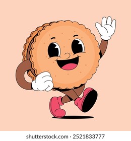 Happy Cookie Walking Character Waving