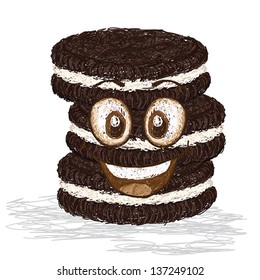 happy cookies cartoon character smiling. 