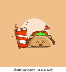 Happy Cookies Logo. Fast Food Logo. Cafe and Restaurant Menu. Flat Cartoon Style Suitable for Web Landing Page, Banner, Flyer, Sticker, Card, Background