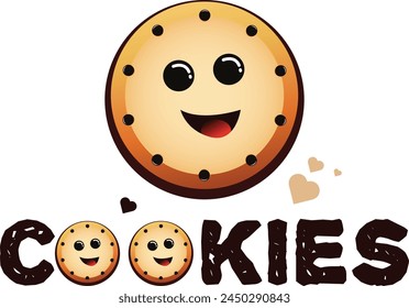 Happy Cookies Logo with smile expression, cookies logo,