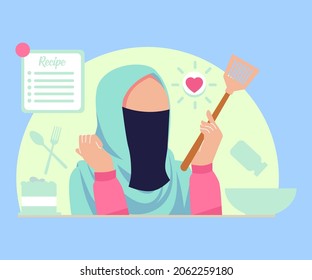 happy cooking girls, happy learning to cook, hijab girls love to cook