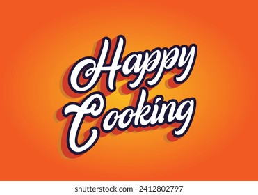Cocina feliz. Diseño de efecto de texto en apariencia 3D. Color de atracción ocular