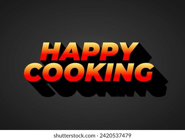 Cocina feliz. Diseño de efecto de texto en apariencia 3D. Color de atracción ocular