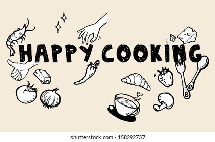 Happy cooking various vector