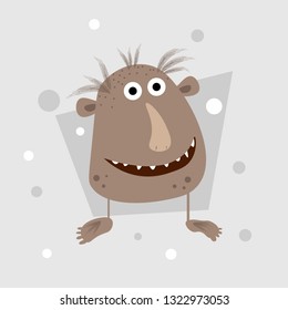 Happy cool cartoon fat monster. vector monster character