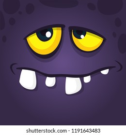 Happy cool cartoon monster face avatar design. Vector Halloween black monster character