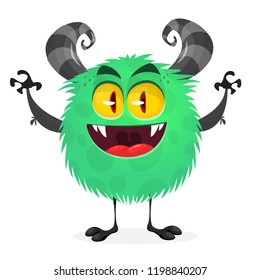 Happy cool cartoon monster. Vector monster character