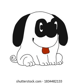 Happy cool dog drawn by hands in the style of a cartoon. For children s clothing, postcards, children s games and books. vector illustration isolated on a white background.