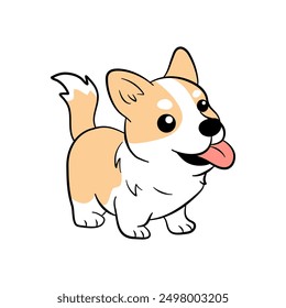 a happy Corgi in a cute kawaii design, with a beaming expression and playful stance, this illustration is perfect for infusing joy