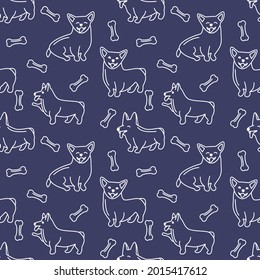 Happy corgi dogs pattern isolated vector illustration.