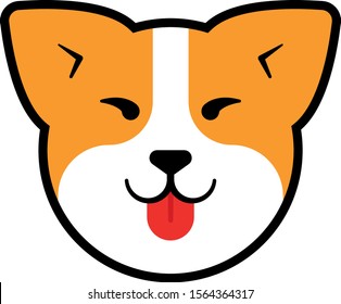 Happy Corgi Face Flat Vector Isolated Icon