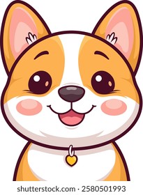 Happy Corgi Puppy Cartoon Editable Vector on transparent background