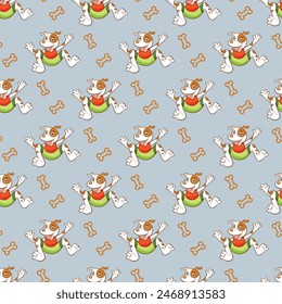 Happy Corgis Seamless Vector Pattern Design 02