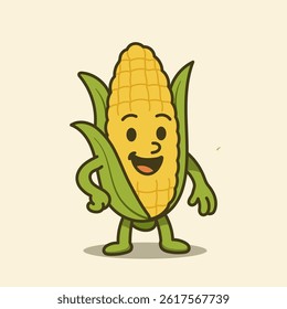 Happy corn cartoon character illustration