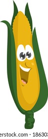 Happy corn, illustration, vector on white background.
