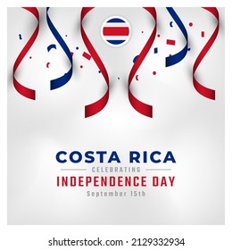 Happy Costa Rica Independence Day September 15th Celebration Vector Design Illustration. Template for Poster, Banner, Advertising, Greeting Card or Print Design Element