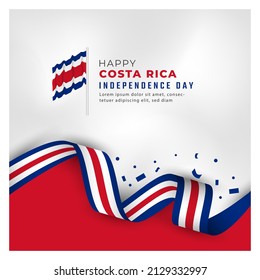 Happy Costa Rica Independence Day September 15th Celebration Vector Design Illustration. Template for Poster, Banner, Advertising, Greeting Card or Print Design Element