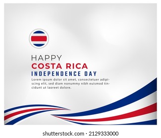 Happy Costa Rica Independence Day September 15th Celebration Vector Design Illustration. Template for Poster, Banner, Advertising, Greeting Card or Print Design Element