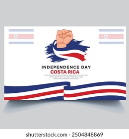 Happy Costa Rica Independence Day Banner and hand flag design vector