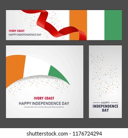 Happy Cote d Ivoire / Ivory Coast independence day Banner and Background Set