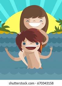 happy couple in the beach