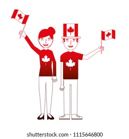 happy couple with canadian flag hat and sweater