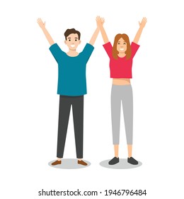 Happy couple celebrating happy flat vector illustration